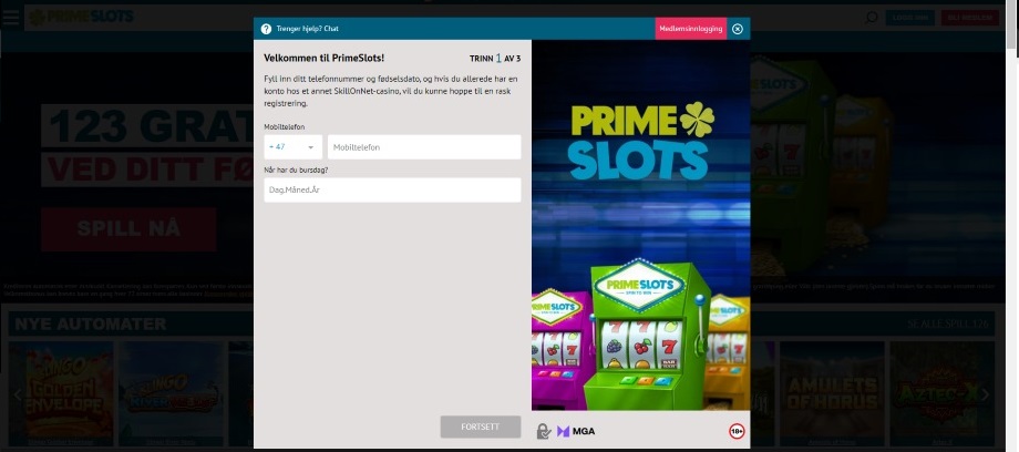 primeslots registrering