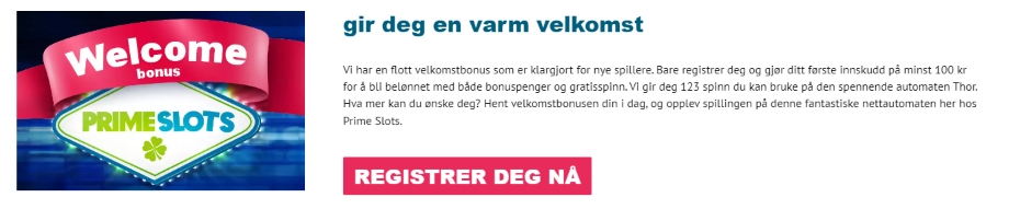 primeslots velkomstbonus