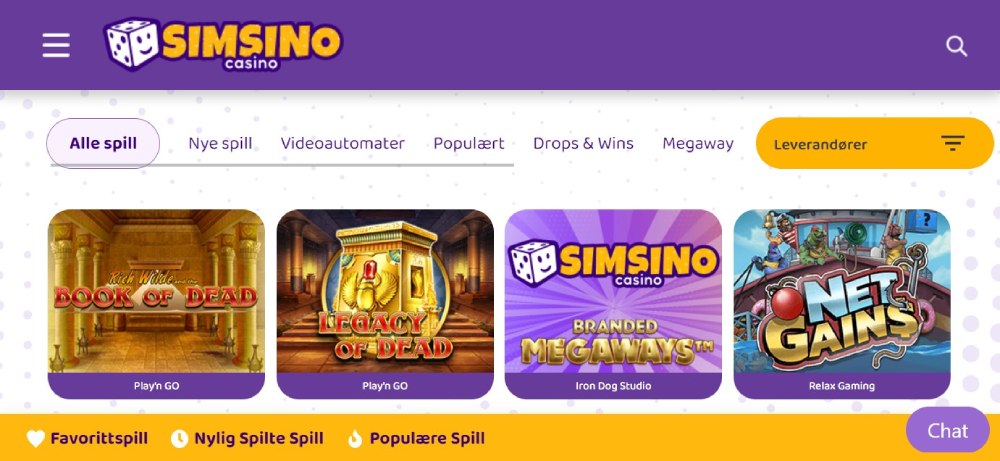 Simsino casino mobil