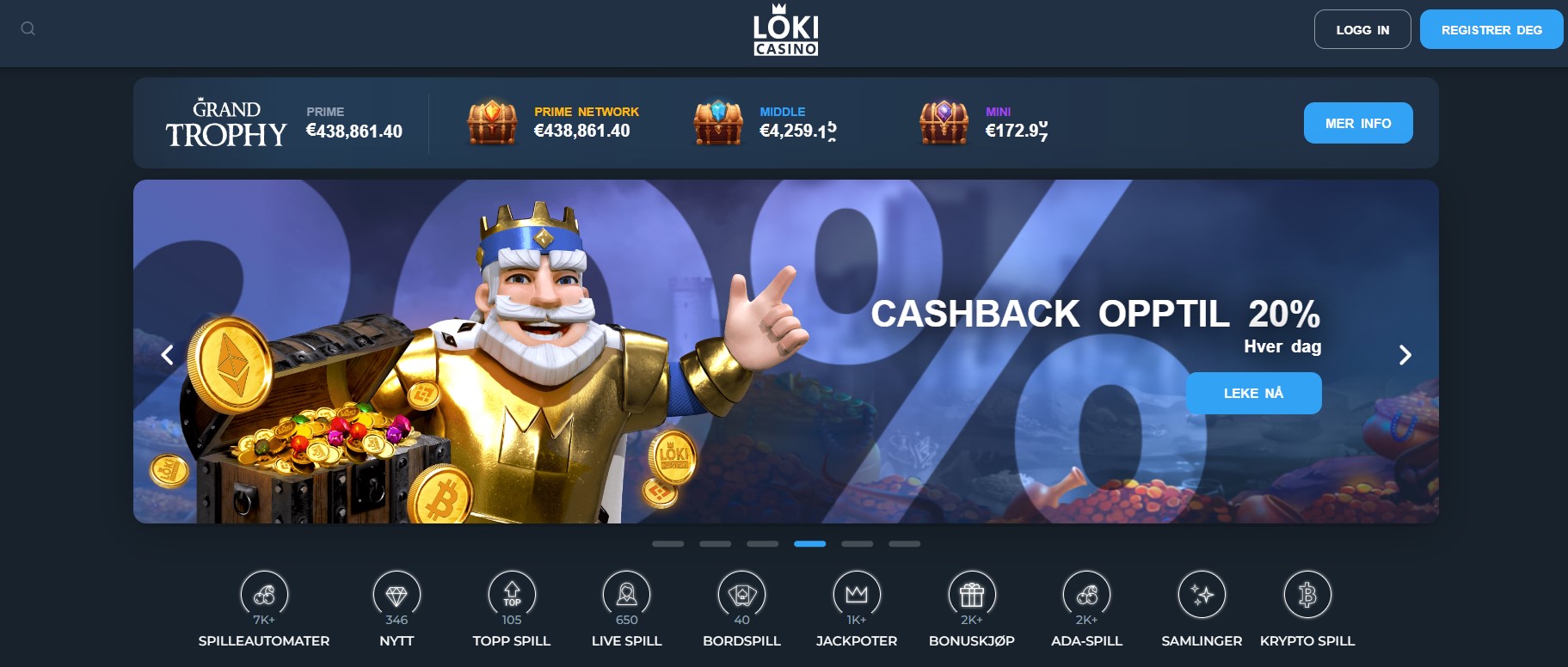 loki casino main page