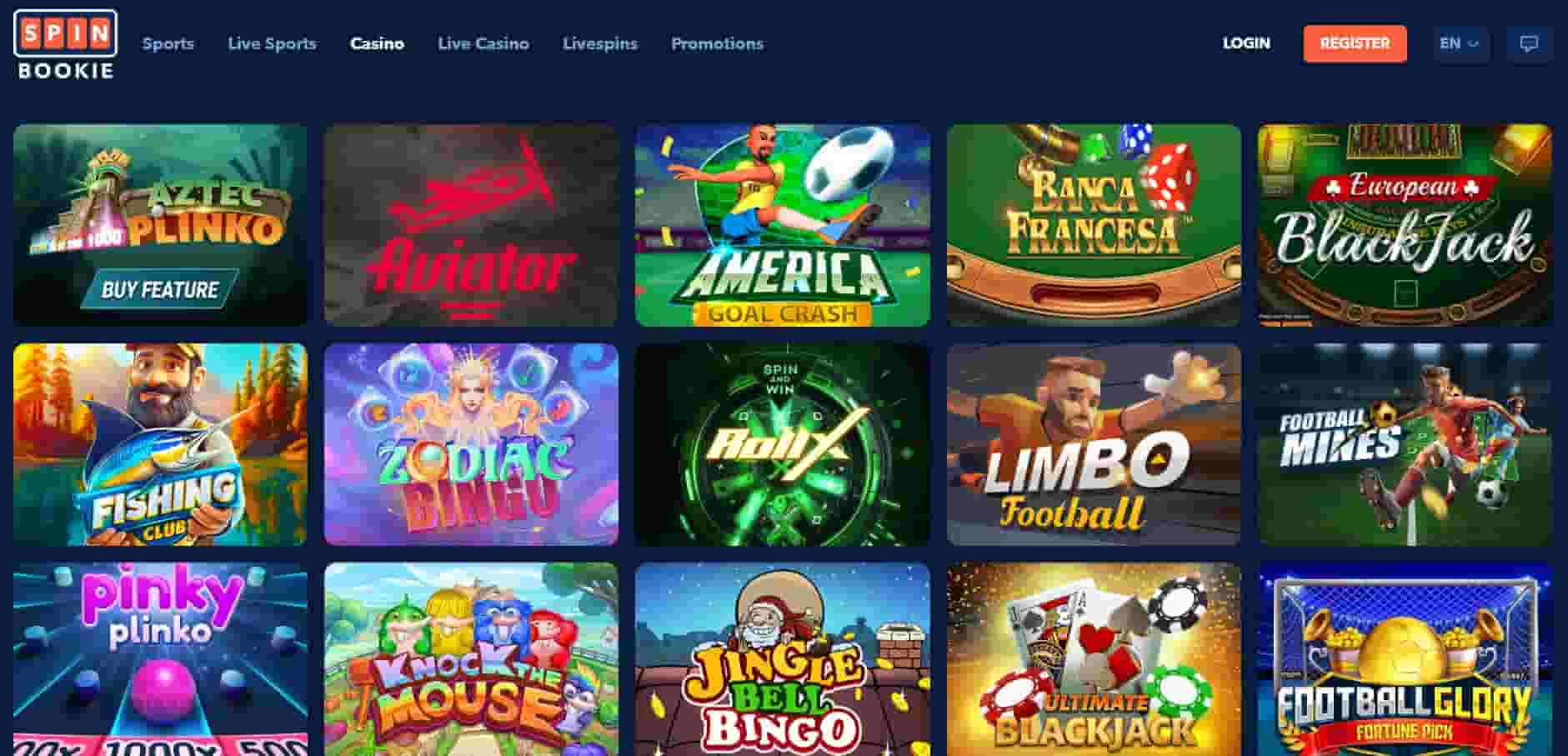spinbookie casino table games