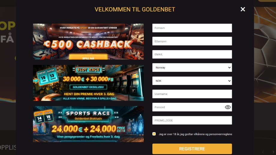 goldenbet registrering