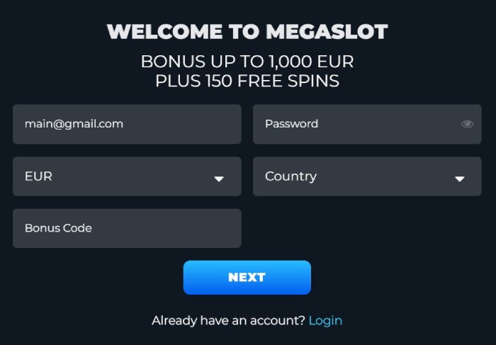 Megaspin Casino Registrering