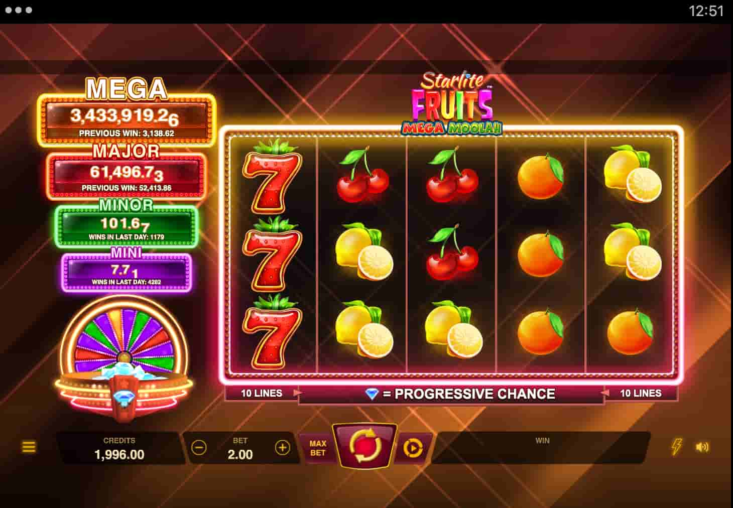 Starlite Fruits Mega Moolah screenshot 2