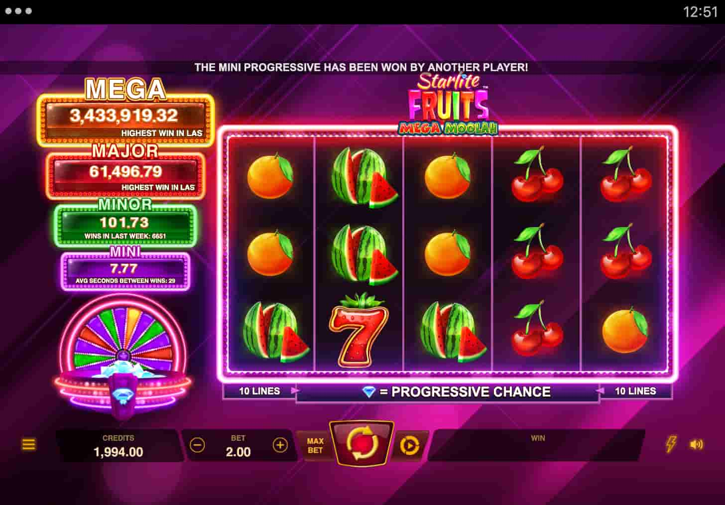 Starlite Fruits Mega Moolah screenshot 3