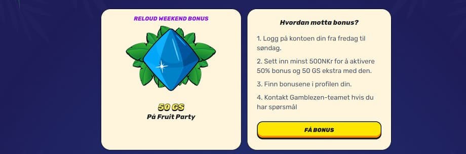 gamblezen reload weekend bonus
